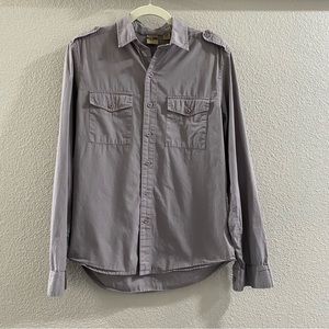 All Son Mens Gray Button Up Shirt